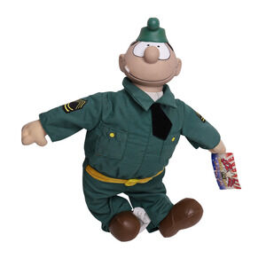 2000 King Features Toy Works Beetle Bailey Stuffed Plush Doll With Vinyl Head